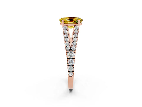 Rose gold Oval Cut Yellow Sapphire Split Shank Pavé Engagement Ring with Four-Prong Setting_14