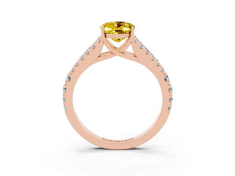 Rose gold Oval Cut Yellow Sapphire Split Shank Pavé Engagement Ring with Four-Prong Setting_15