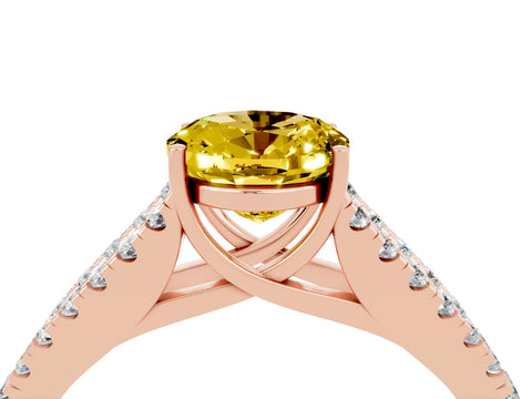 Rose gold Oval Cut Yellow Sapphire Split Shank Pavé Engagement Ring with Four-Prong Setting_16