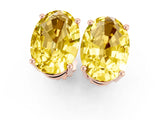 Rose gold Oval Cut Yellow Sapphire Stud Earrings_31