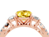 Rose gold Oval Cut Yellow Sapphire Three-Stone Ring with Pavé Split Shank and Four-Prong Setting_40