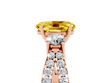 Rose gold Oval Cut Yellow Sapphire Three-Stone Ring with Pavé Split Shank and Four-Prong Setting_41