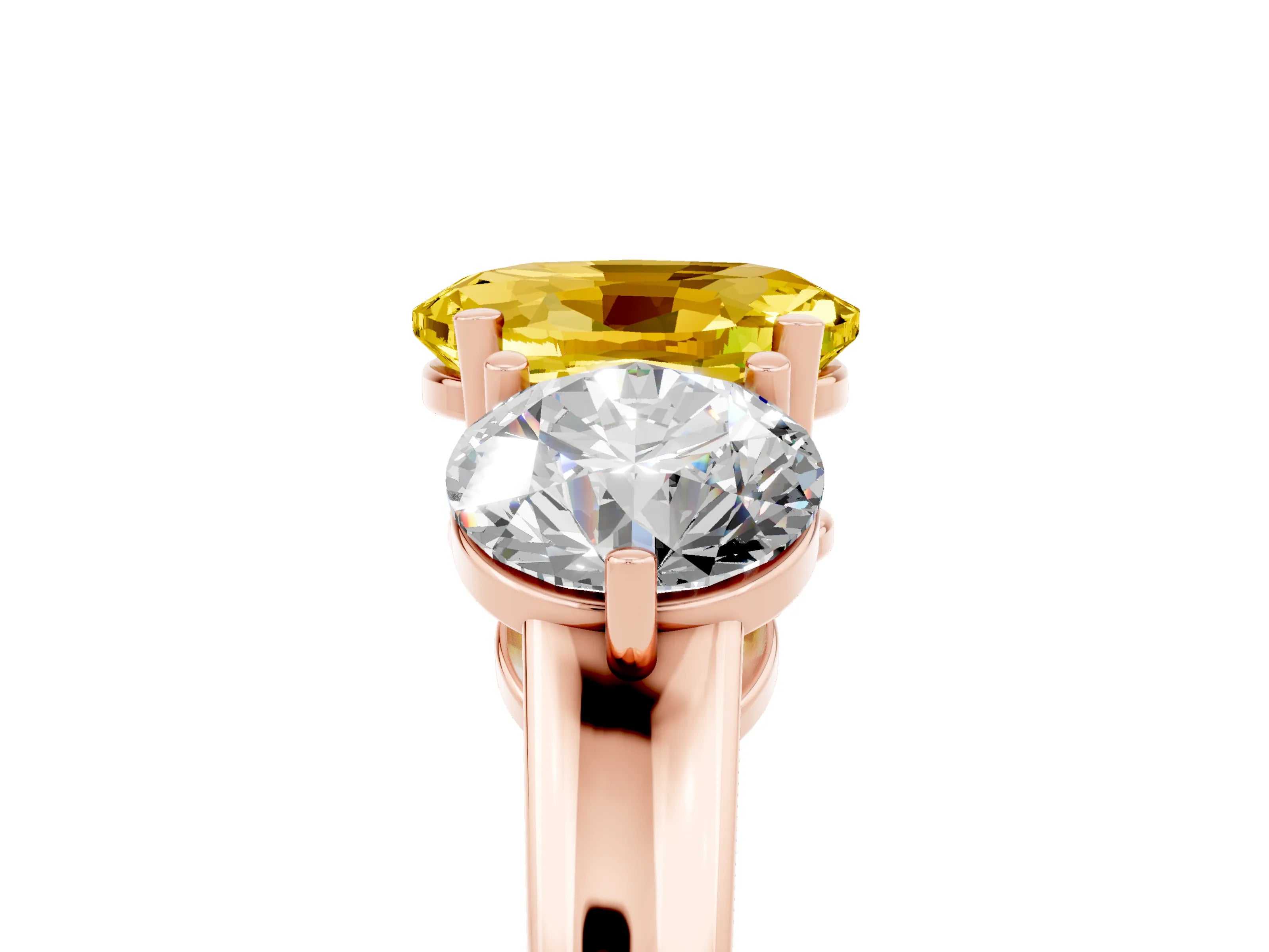 Rose gold Oval Cut Yellow Sapphire Three-Stone Ring with Prong Setting and Classic Band_5
