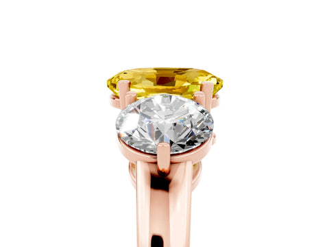 Rose gold Oval Cut Yellow Sapphire Three-Stone Ring with Prong Setting and Classic Band_5