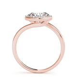 Rose gold Oval Diamond Bezel Halo Ring with Plain Band 2