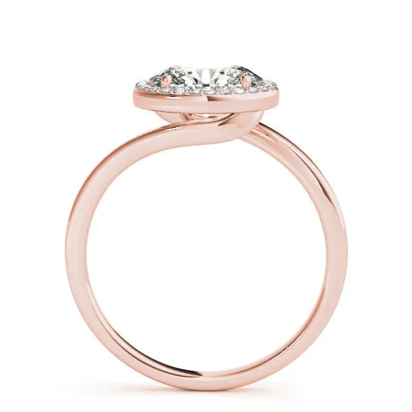 Rose gold Oval Diamond Bezel Halo Ring with Plain Band