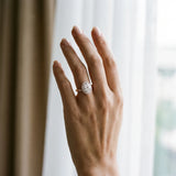 Rose gold Oval Diamond Bezel Halo Ring with Plain Band_12