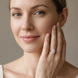 Rose gold Oval Diamond Bezel Halo Ring with Plain Band_13