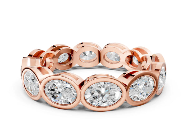 Rose gold Oval Diamond Bezel Set Eternity Wedding Band