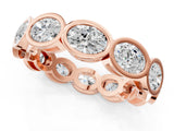 Rose gold Oval Diamond Bezel Set Eternity Wedding Band_1