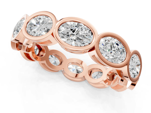 Rose gold Oval Diamond Bezel Set Eternity Wedding Band