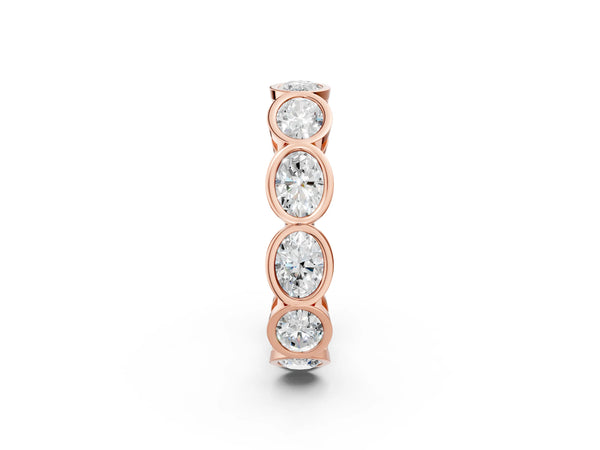 Rose gold Oval Diamond Bezel Set Eternity Wedding Band