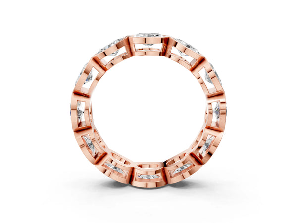 Rose gold Oval Diamond Bezel Set Eternity Wedding Band