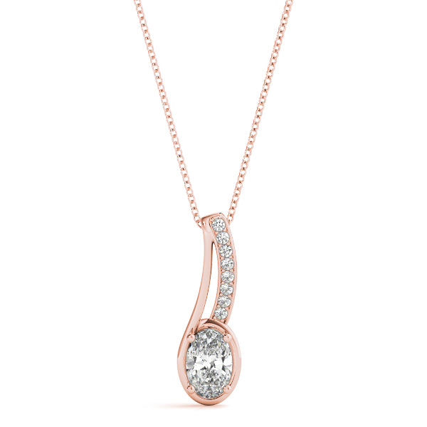 Rose gold Oval Diamond Bezel-Set Pendant