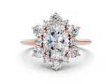Rose gold Oval Diamond Cluster Halo Ring with Solitaire Band and Four-Prong Setting_20