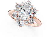 Rose gold Oval Diamond Cluster Halo Ring with Solitaire Band and Four-Prong Setting_21