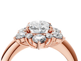 Rose gold Oval Diamond Cluster Halo Ring with Solitaire Band and Four-Prong Setting_24
