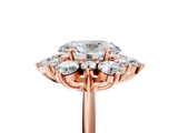 Rose gold Oval Diamond Cluster Halo Ring with Solitaire Band and Four-Prong Setting_25