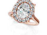Rose gold Oval Diamond Cluster Halo Solitaire with Four-Prong Setting_95