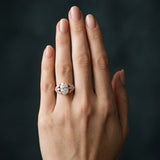 Rose gold Oval Diamond Cluster Leaf Design Ring with Prong Setting_13