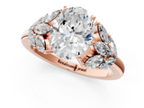 Rose gold Oval Diamond Cluster Leaf Design Ring with Prong Setting_61