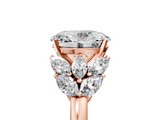 Rose gold Oval Diamond Cluster Leaf Design Ring with Prong Setting_65