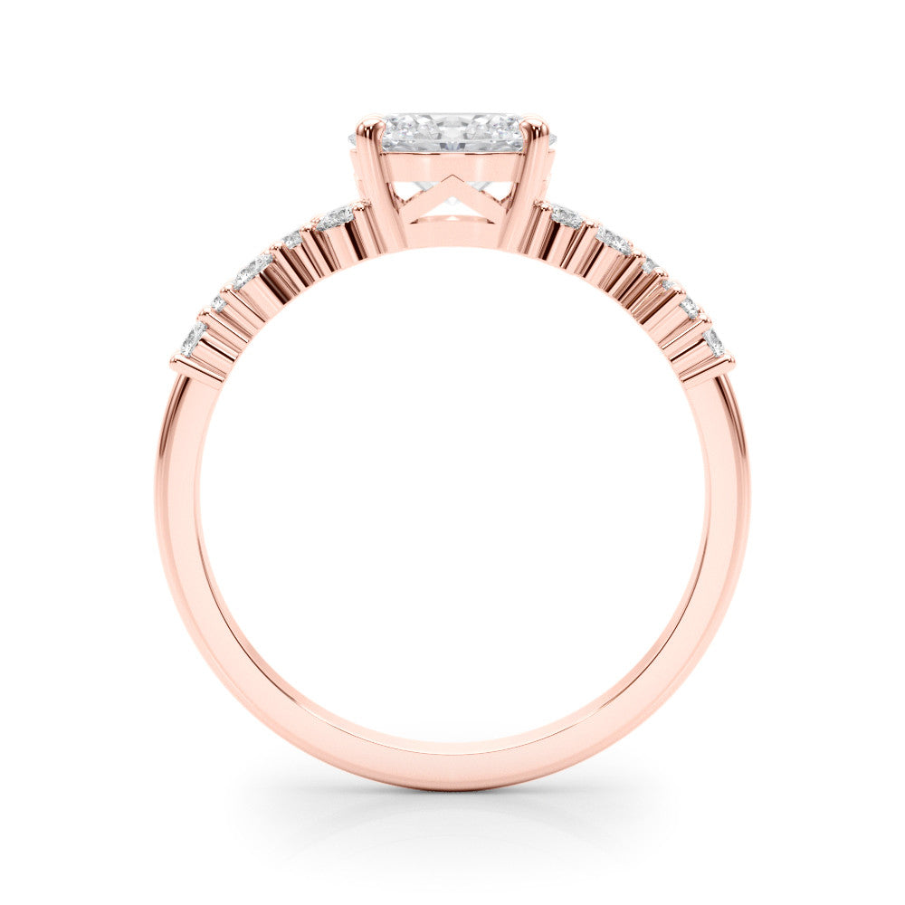 Rose gold Oval Diamond Cluster Pavé Band with Four-Prong Setting 2