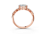 Rose gold Oval Diamond Cluster Pavé Band with Four-Prong Setting_15