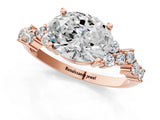 Rose gold Oval Diamond Cluster Pavé Band with Four-Prong Setting_7