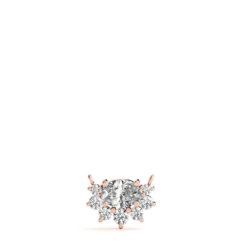 Rose gold Oval Diamond Cluster Pendant with Prong Setting 1