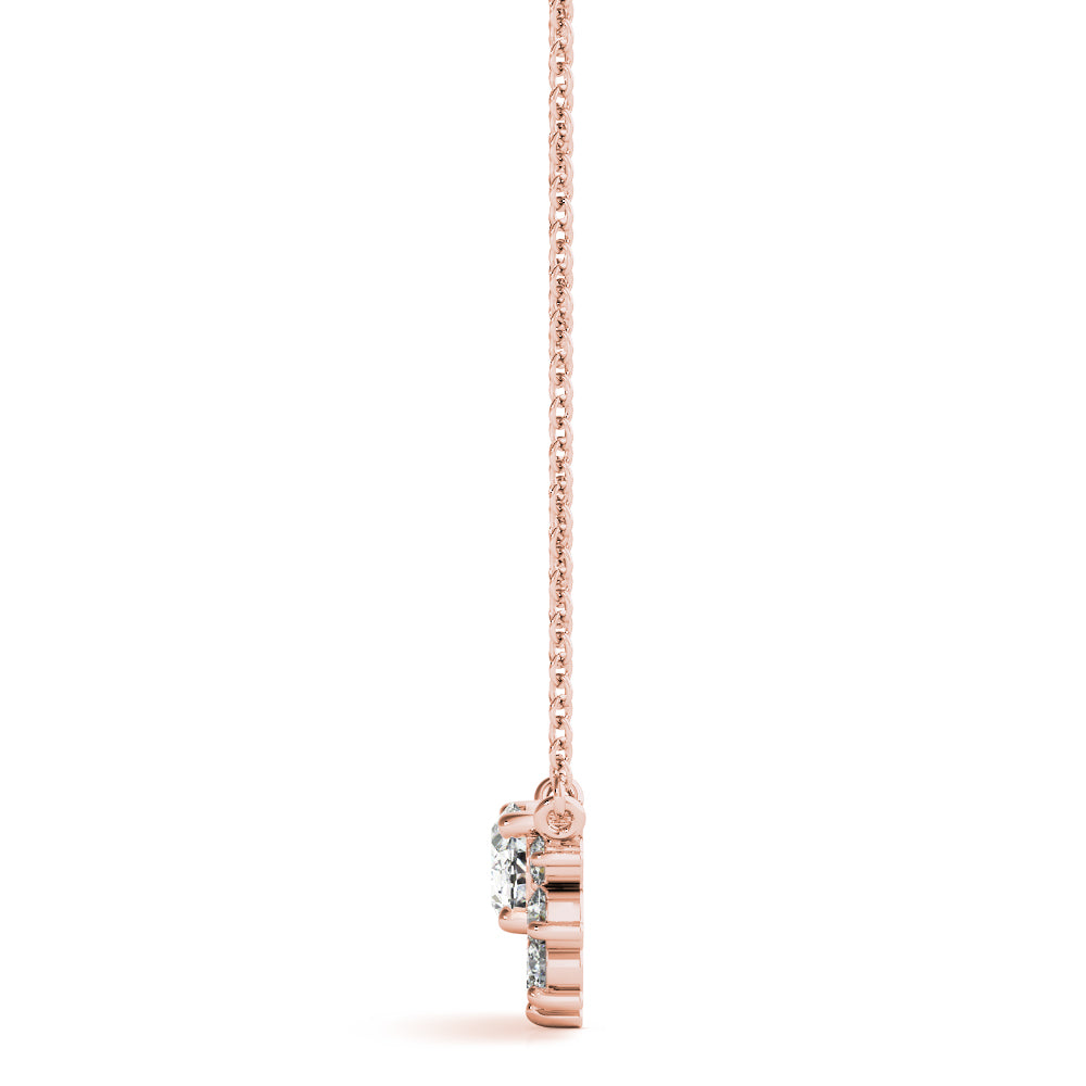 Rose gold Oval Diamond Cluster Pendant with Prong Setting 2
