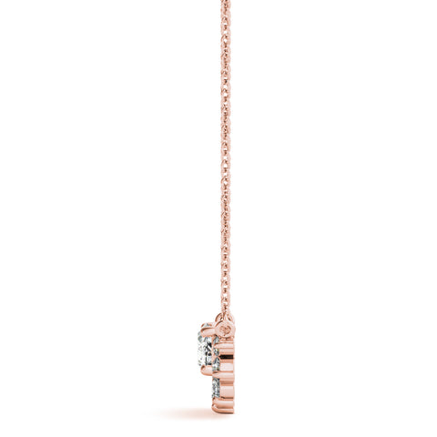 Rose gold Oval Diamond Cluster Pendant with Prong Setting 2