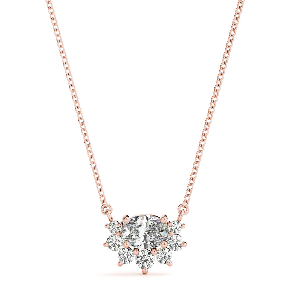 Rose gold Oval Diamond Cluster Pendant with Prong Setting