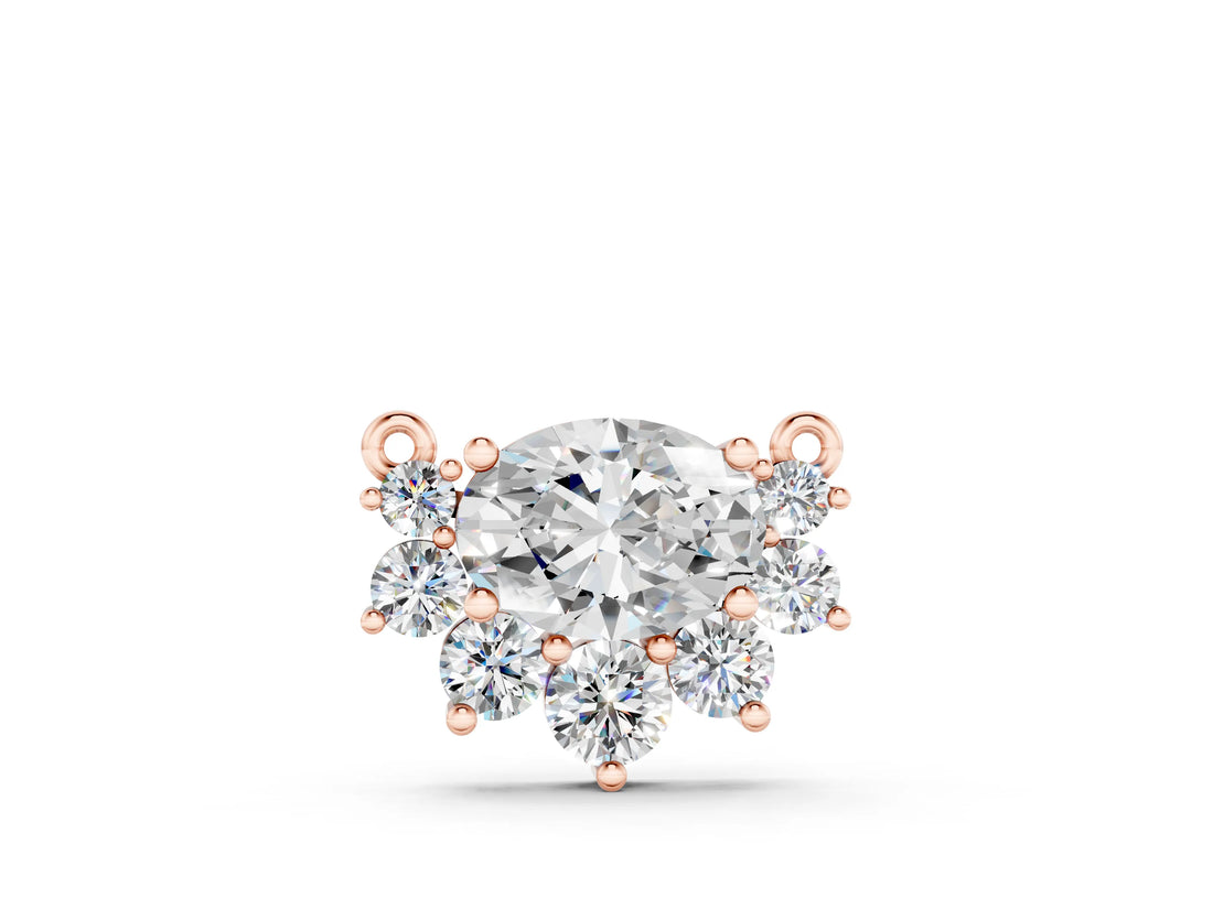 Rose gold Oval Diamond Cluster Pendant with Prong Setting_11