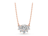 Rose gold Oval Diamond Cluster Pendant with Prong Setting_12