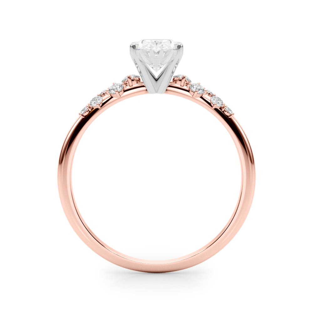 Rose gold Oval Diamond Cluster Prong-Set Solitaire Ring 2