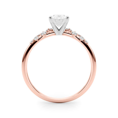 Rose gold Oval Diamond Cluster Prong-Set Solitaire Ring 2