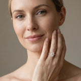 Rose gold Oval Diamond Cluster Prong-Set Solitaire Ring_13