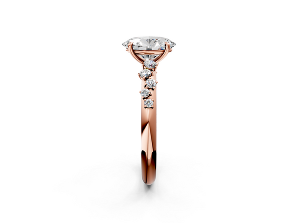 Rose gold Oval Diamond Cluster Prong-Set Solitaire Ring
