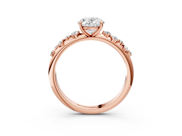 Rose gold Oval Diamond Cluster Prong-Set Solitaire Ring