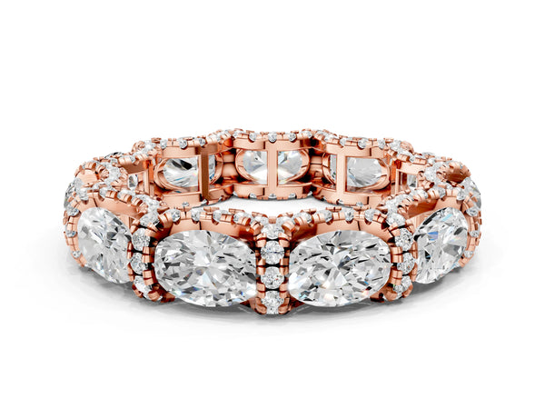 Rose gold Oval Diamond Eternity Wedding Band with Round Diamond Accents