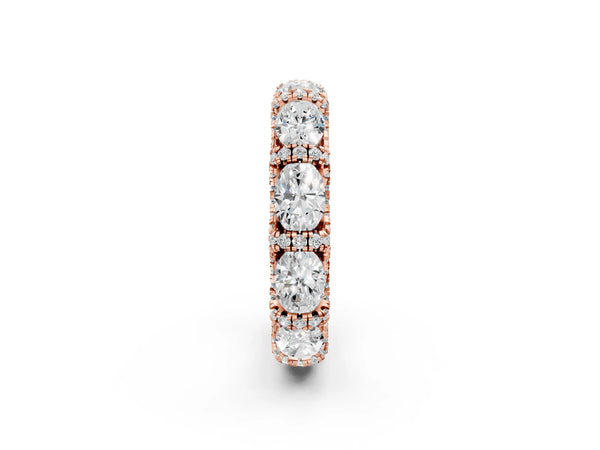 Rose gold Oval Diamond Eternity Wedding Band with Round Diamond Accents