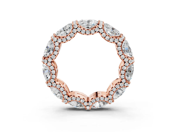 Rose gold Oval Diamond Eternity Wedding Band with Round Diamond Accents