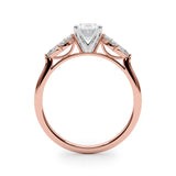 Rose gold Oval Diamond Floral Cluster Ring with Marquise Side Stones and Six-Prong Solitaire Setting 2