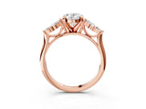 Rose gold Oval Diamond Floral Cluster Ring with Marquise Side Stones and Six-Prong Solitaire Setting_18