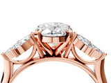 Rose gold Oval Diamond Floral Cluster Ring with Marquise Side Stones and Six-Prong Solitaire Setting_19