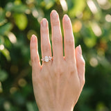 Rose gold Oval Diamond Floral Cluster Ring with Marquise Side Stones and Six-Prong Solitaire Setting_7