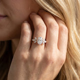 Rose gold Oval Diamond Floral Cluster Ring with Marquise Side Stones and Six-Prong Solitaire Setting_9