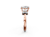 Rose gold Oval Diamond Floral Cluster Ring with Solitaire Band and Prong Setting_113