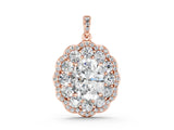 Rose gold Oval Diamond Floral Halo Pendant with Diamond Accents_16